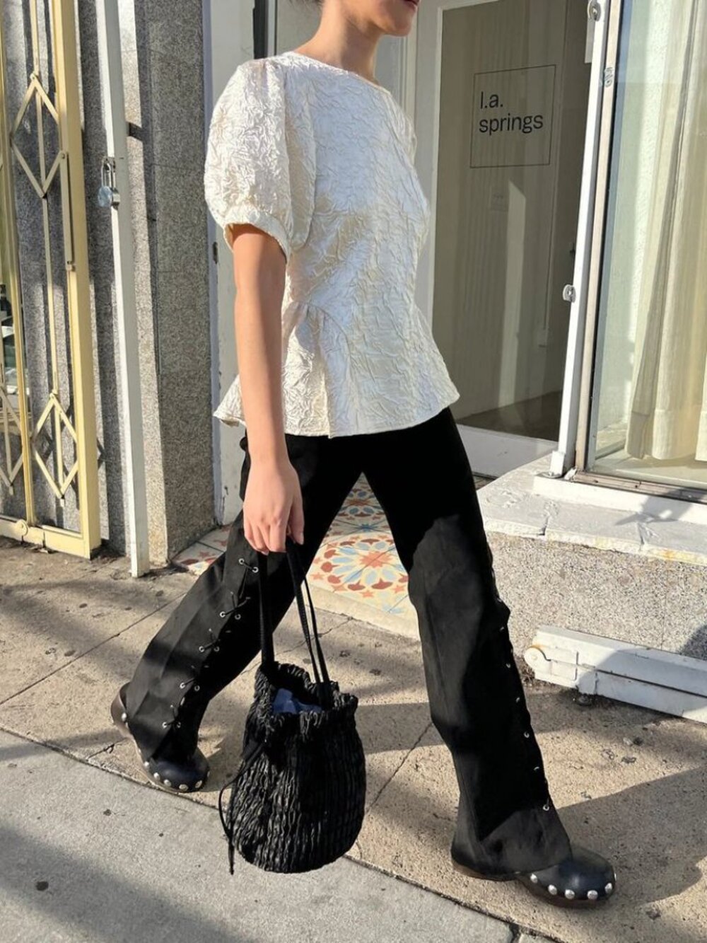 Matisse black leather studded mules